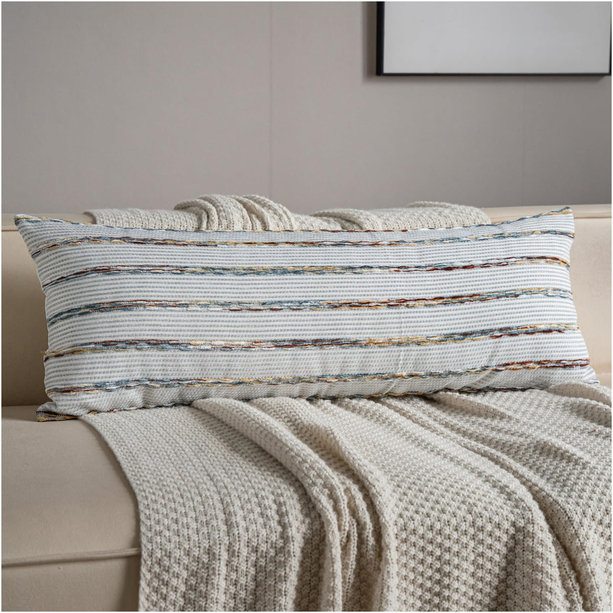 Striped Chenille Pillow Covers