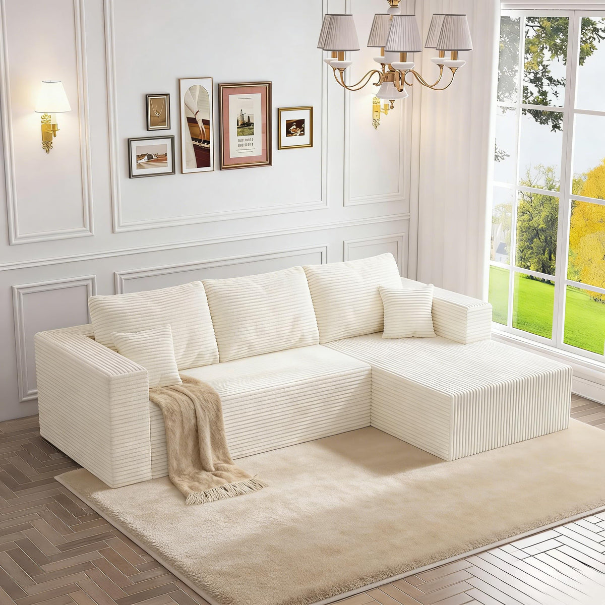 118" Modular Sectional Sofa with Chaise&Ottoman