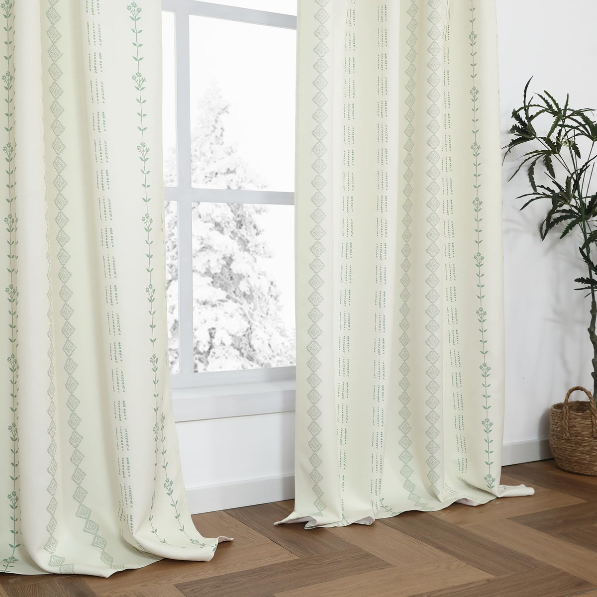 Earth-Tone Boho Curtains, Set of Two