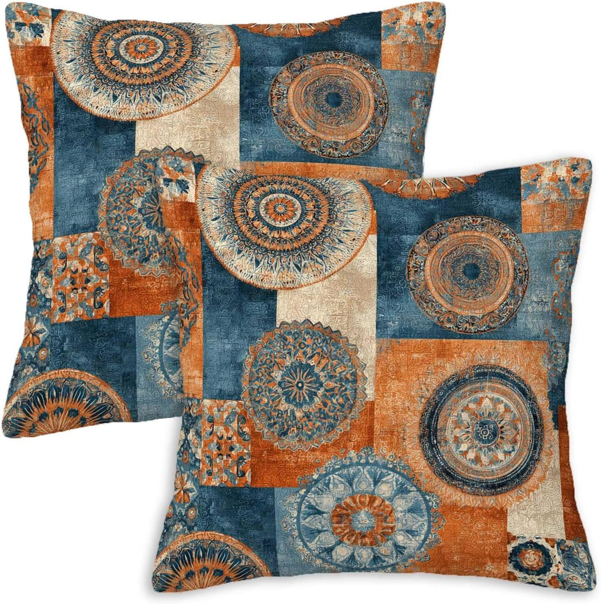 Firmiso Rust Orange Mandala Throw Pillow Covers 18x18 Set of 2