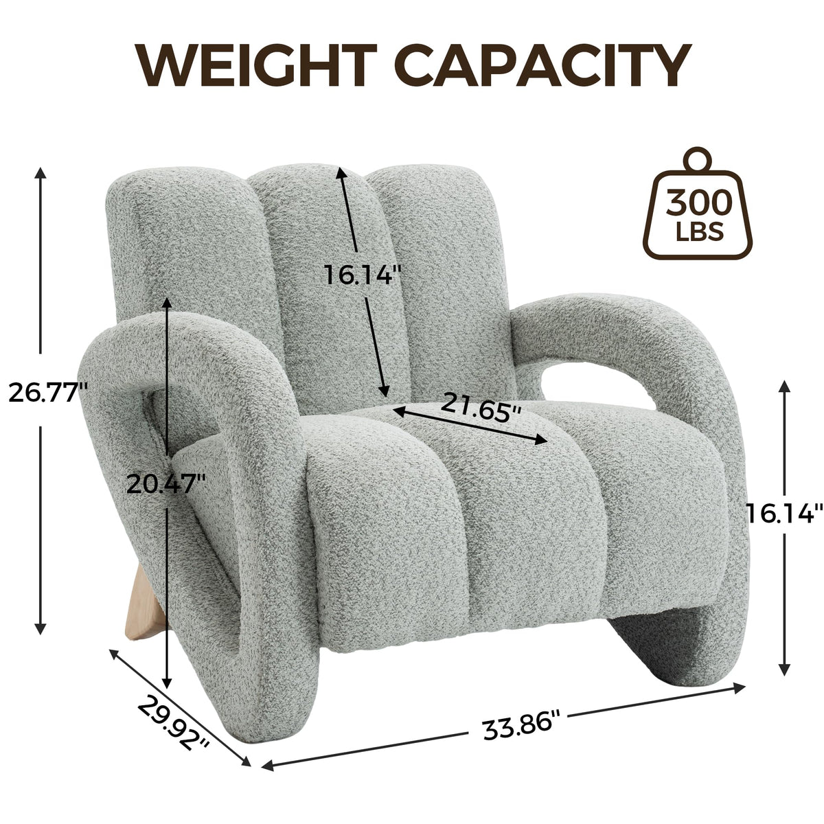 Mid Century Modern Accent Chair Set of 2 with Solid Wood Frame, Upholstered Living Room Chairs with Thick Cushion, Boucle Tufted Armchair for Bedroom, Reading Room, Ivory