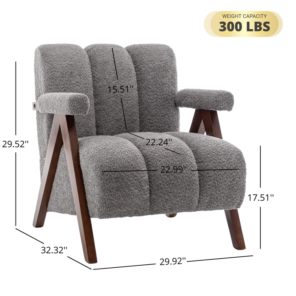 Mid Century Modern Accent Chairs Set of 2 with Solid Wood Frame
