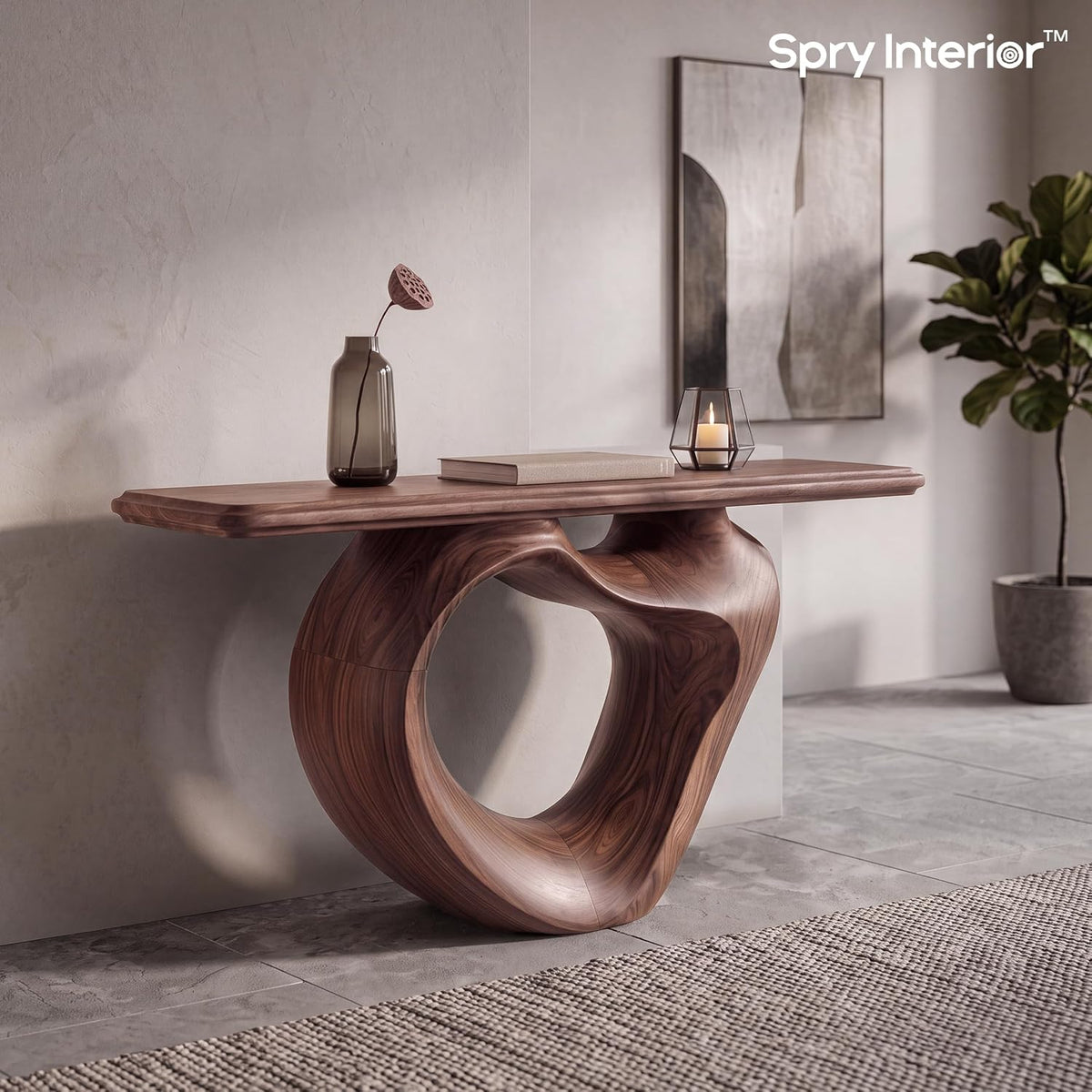 Monkey Pod Console Table No. 11, Hand-Carved Live Edge
