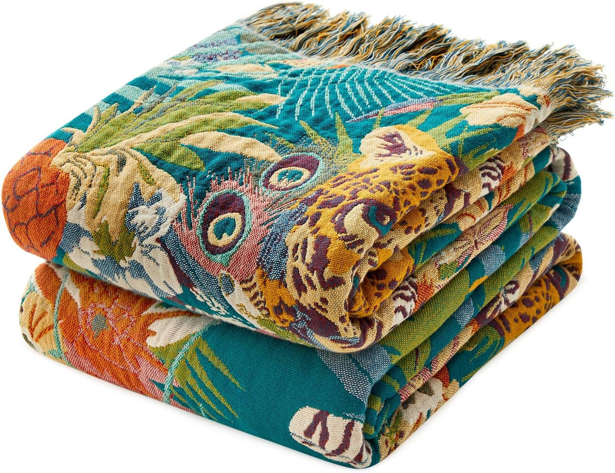 Boho Patterned Cotton Throw Blanket
