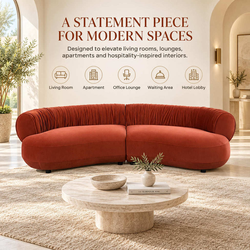 102.36" Curved Sectional Sofa, Gray Velvet 4-Seat Couch