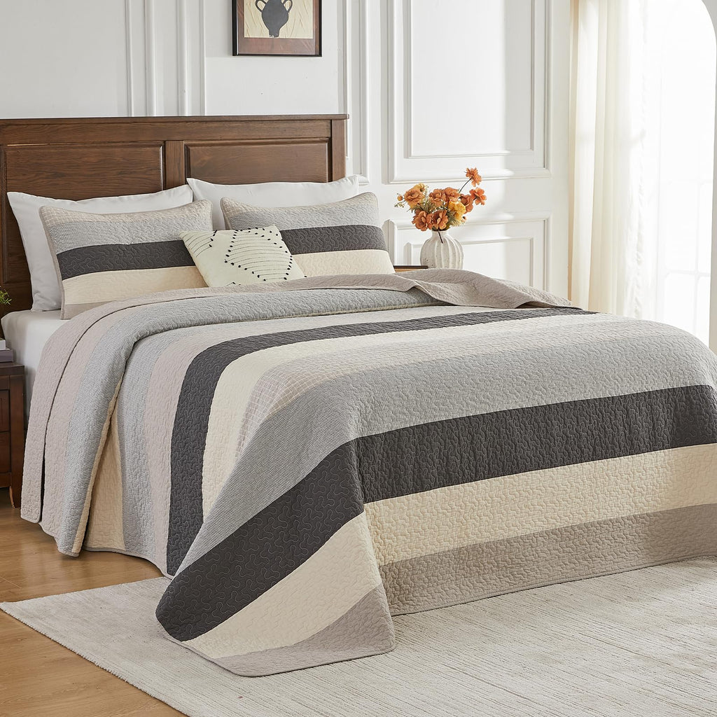 SahSahCasa 128"x120" 100% Cotton Oversized California King XL Bedspread Coverlet