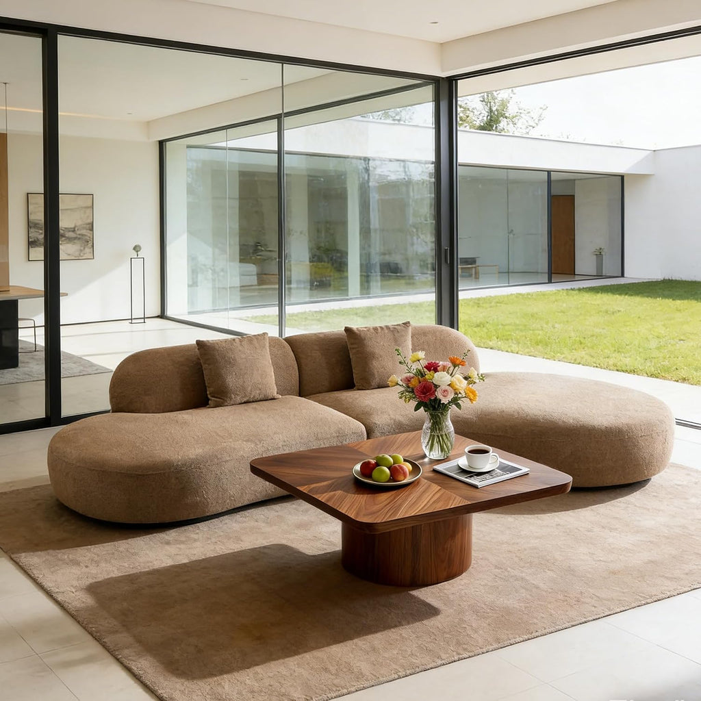 Curved Sofa with Two Pillows