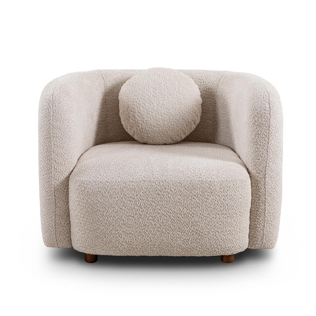 Oversized Boucle Accent Chair, Cream White Sherpa Wingback Chair