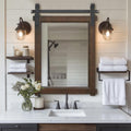 Rustic Barn-Door Bathroom Vanity Mirror
