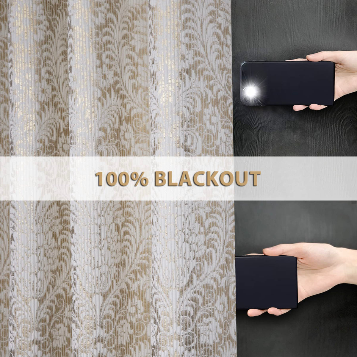Damask Foil-Print Velvet Blackout Curtains