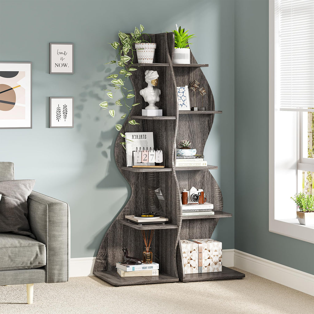 Modern Five-Tier Corner Bookshelf