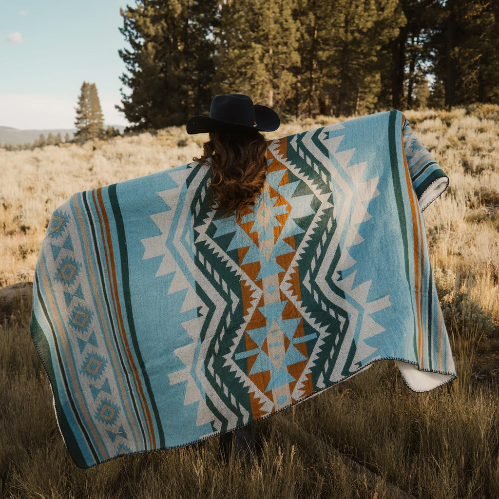 Aztec Sherpa-Lined Throw Blanket