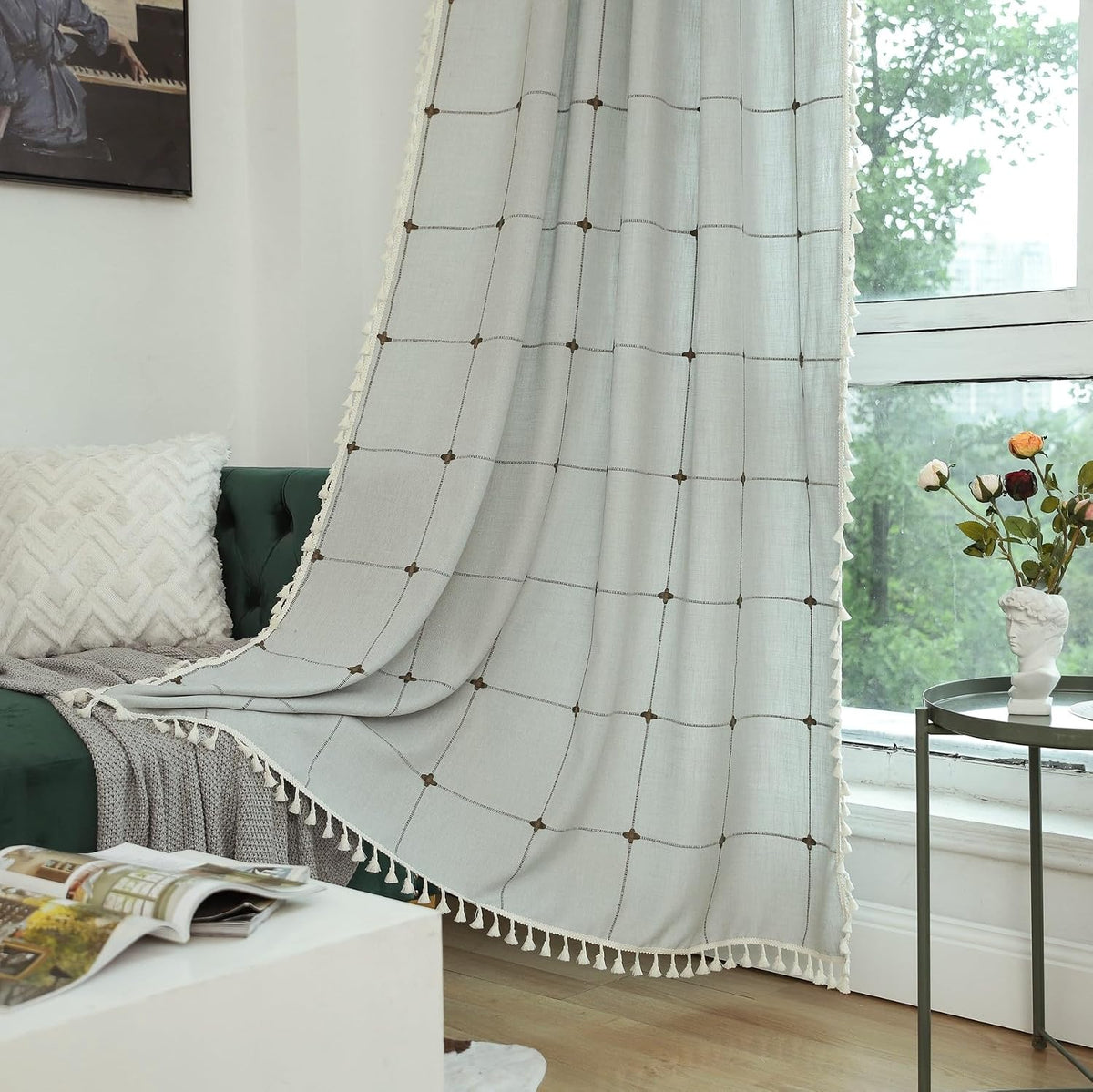 Boho Tassel Rod-Pocket Curtain Panel