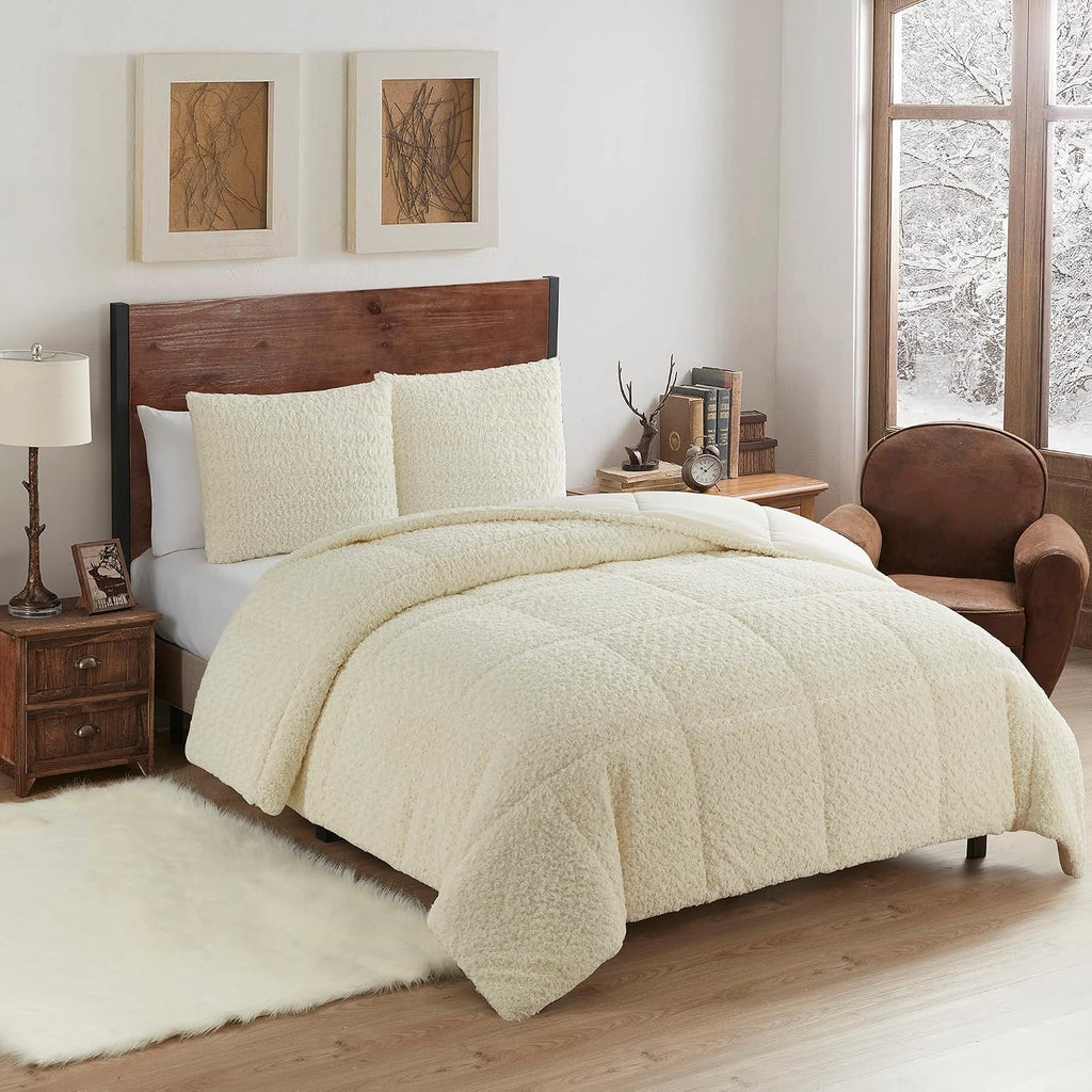 King Size Comforter Set 3 Piece Animal Faux Fur Ultra Soft Bedding Collection with
