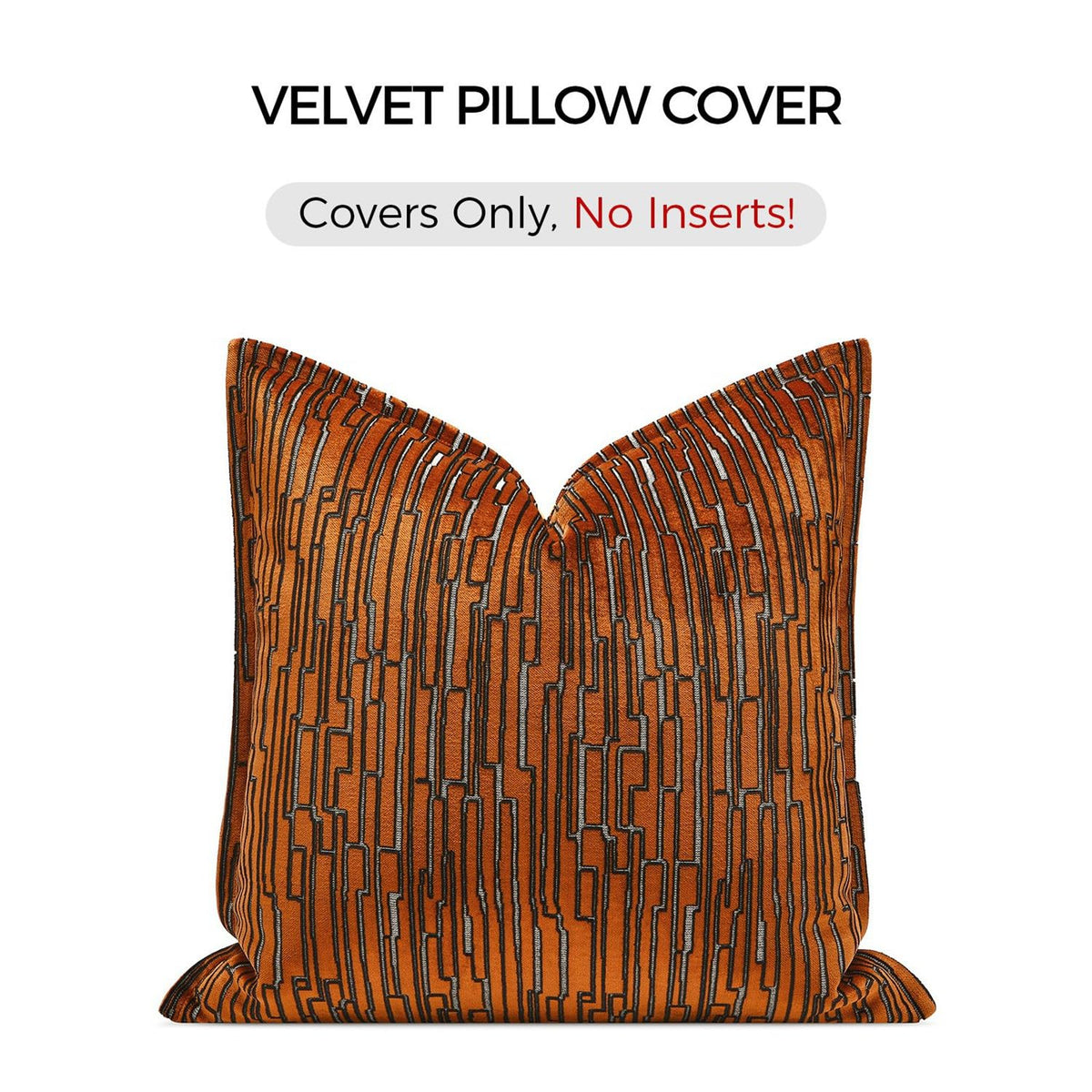 Luxury Brown Cut Pile Velvet Pillow Covers 18x18 with Raised Textured Pattern(Not a