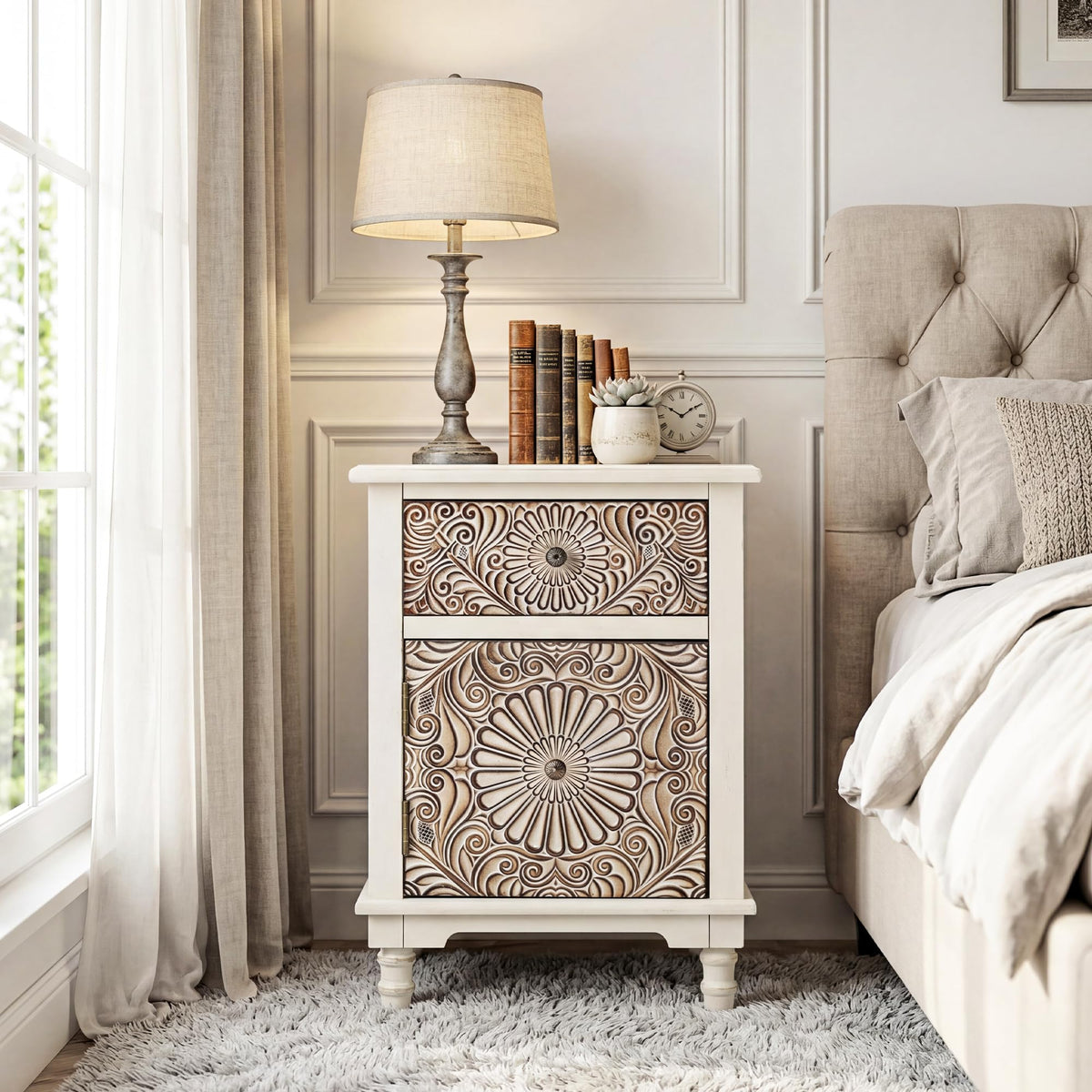 Round Three-Drawer Nightstand