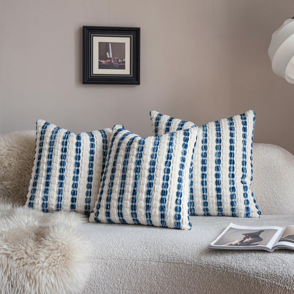 Striped Chenille Pillow Covers