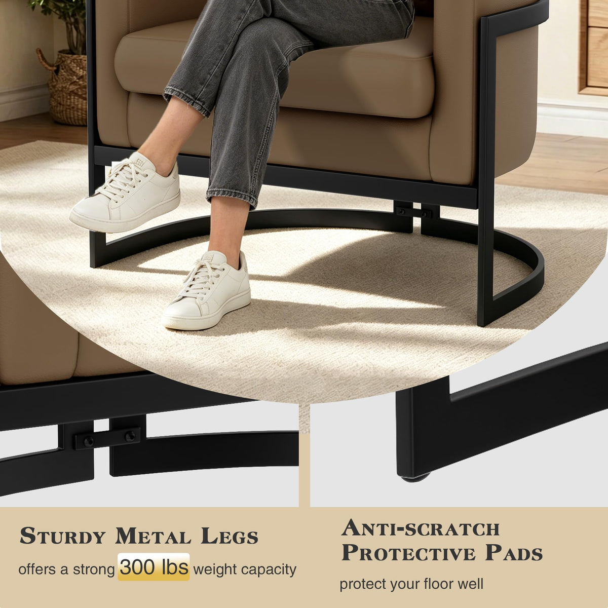 Velvet Accent Chair Ivory Modern Barrel Chair with Gold Legs
