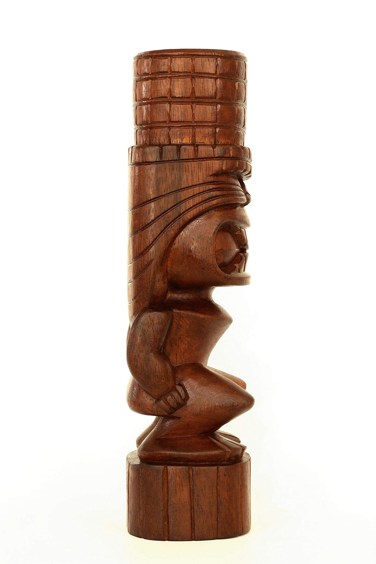 G6 Collection Handmade Wooden Primitive Tattoo Face Tribal Statue Sculpture Tiki