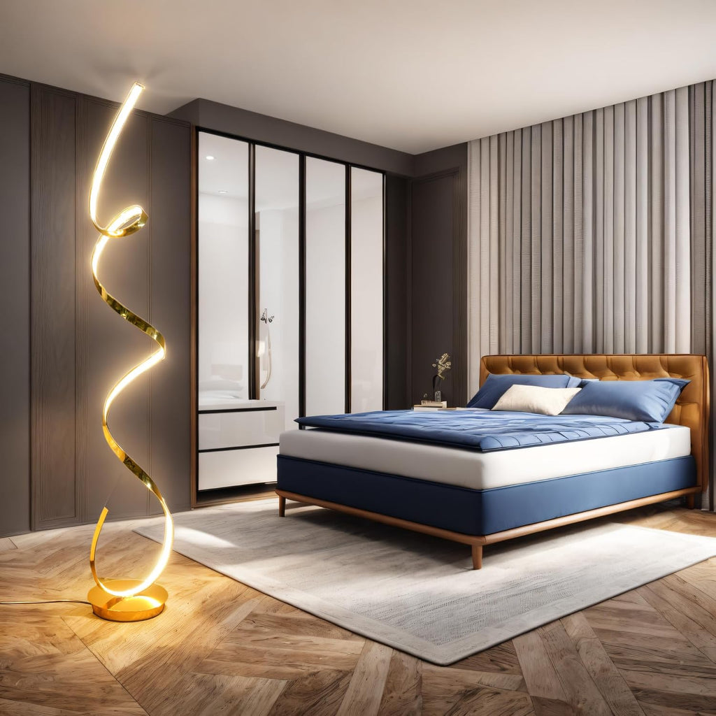 3 Color Temperature LED 60W 59inches Golden Electroplated Floor Lamp with Remote