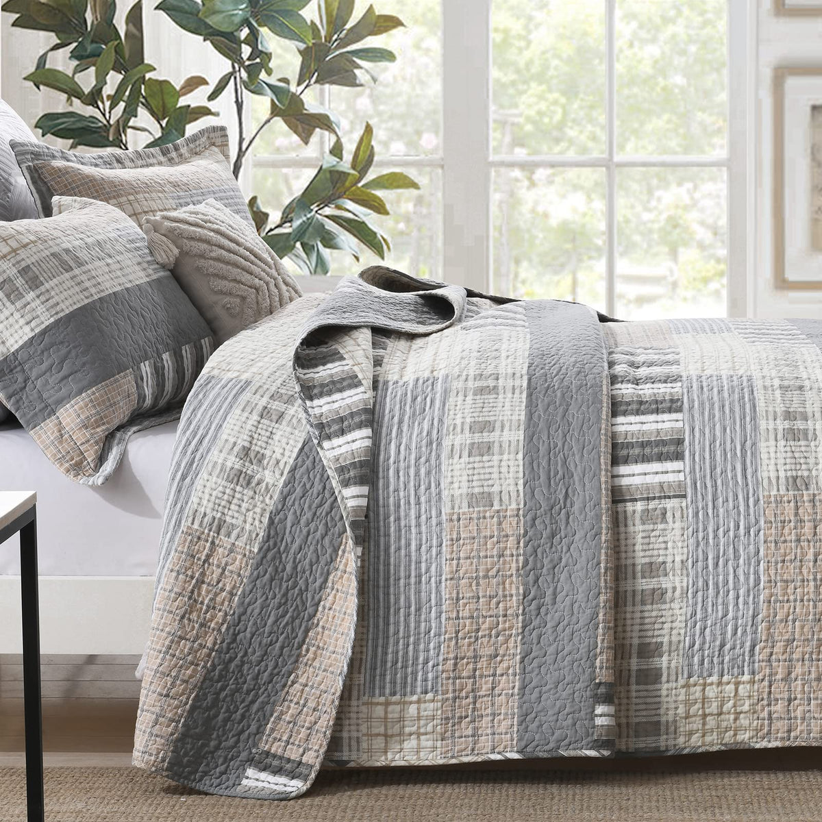 PANGUSHAN 100% Cotton Quilt Set Queen Size