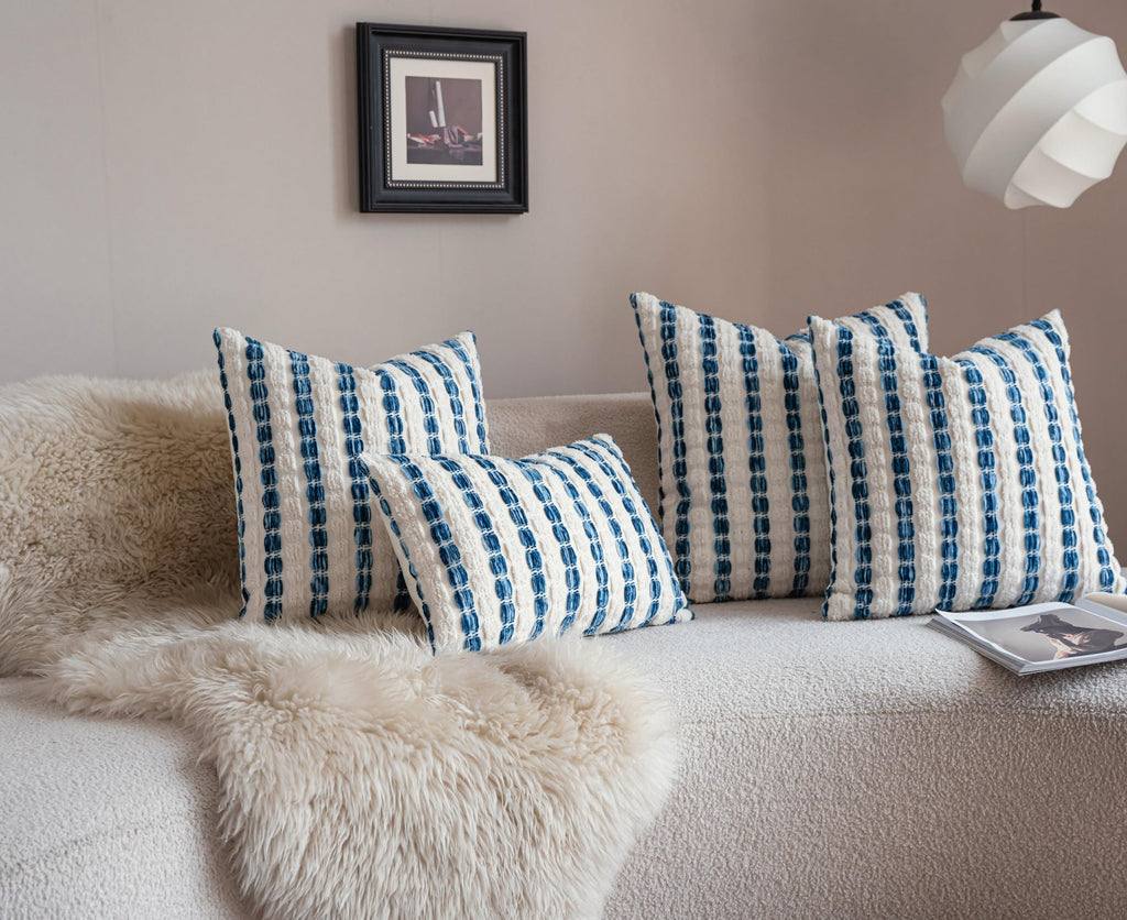 Striped Chenille Pillow Covers