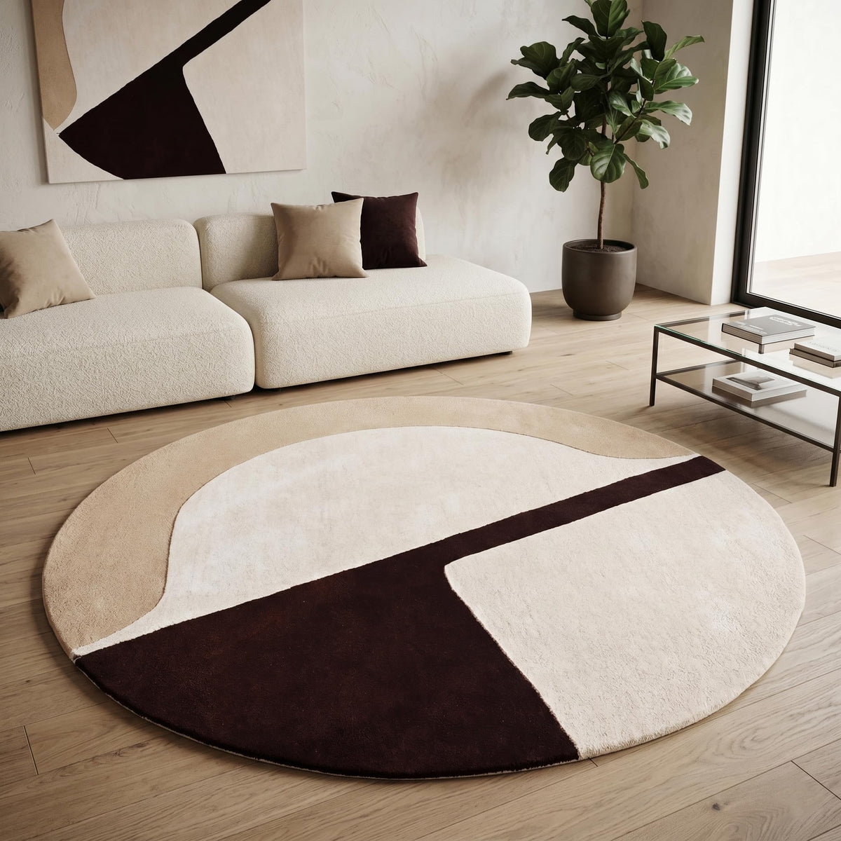 Hand-Tufted Round Wool Area Rug – Unique Modern Circular Design