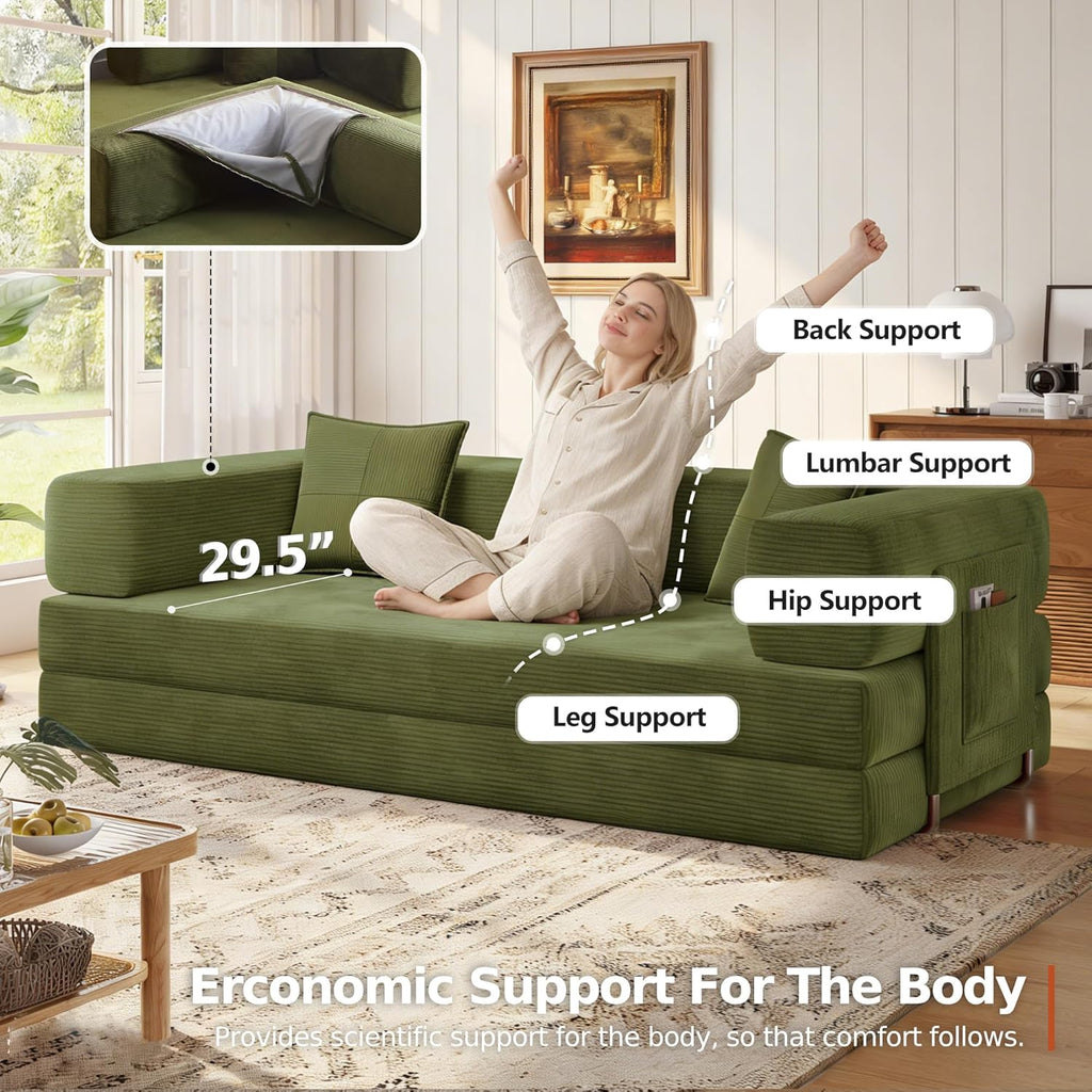78.8'' Futon Sofa Bed, Boneless Couches for Living Room