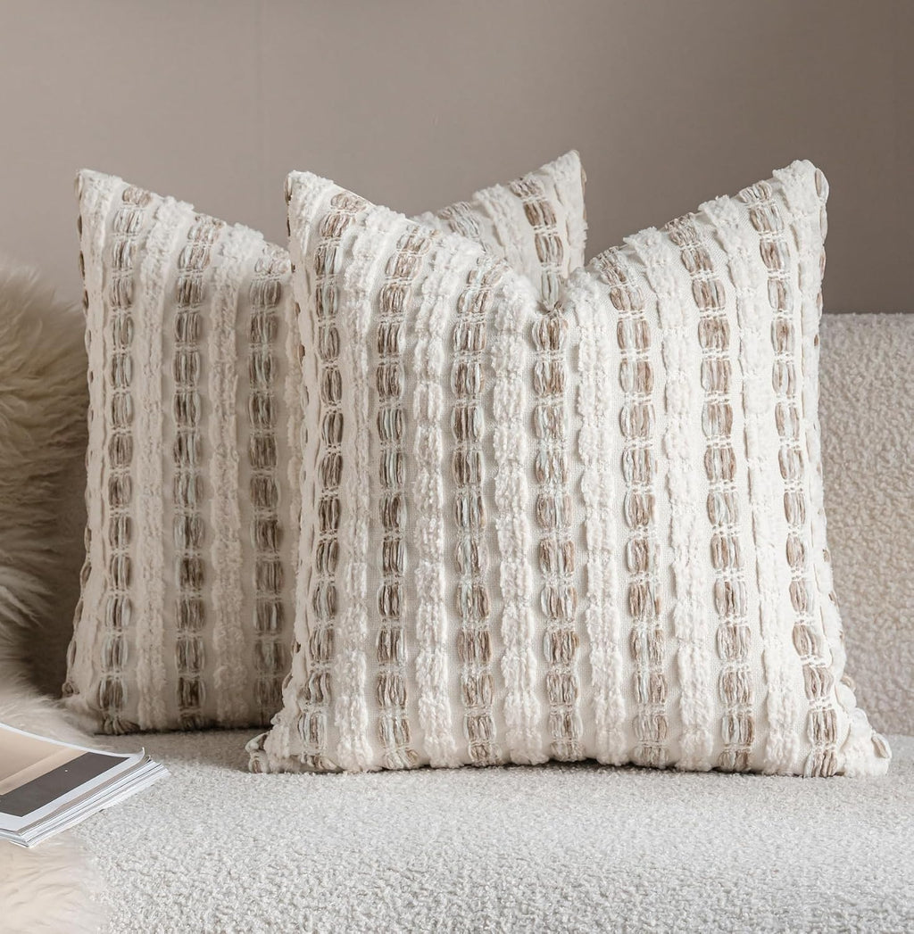 Striped Chenille Pillow Covers