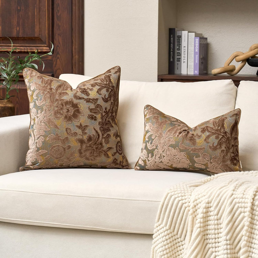 Vintage Floral Cut-Velvet Pillow Cover