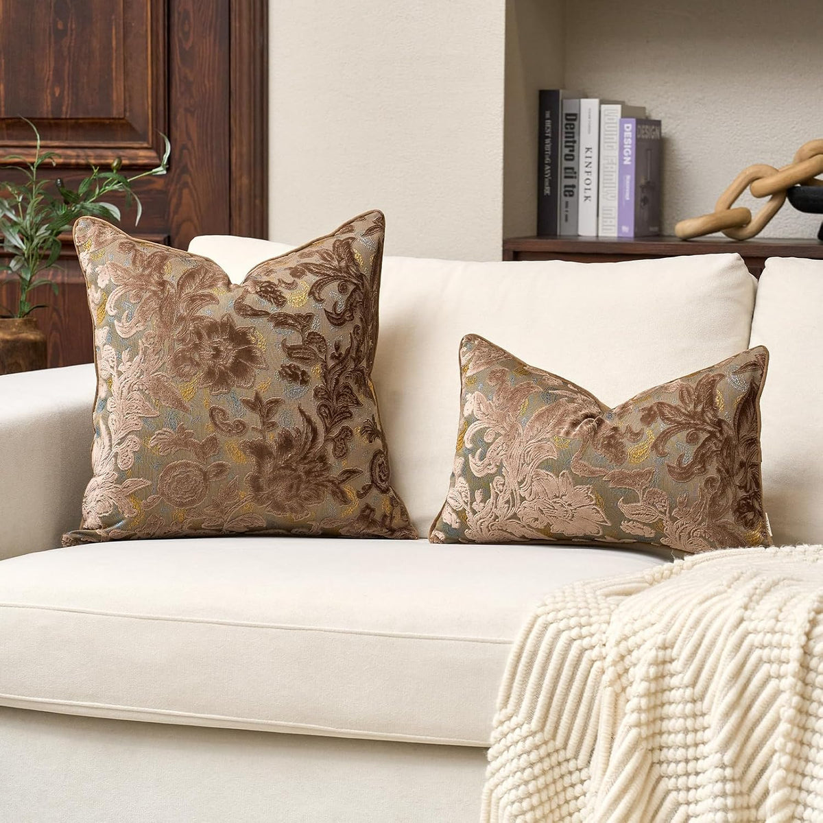 Vintage Floral Cut-Velvet Pillow Cover