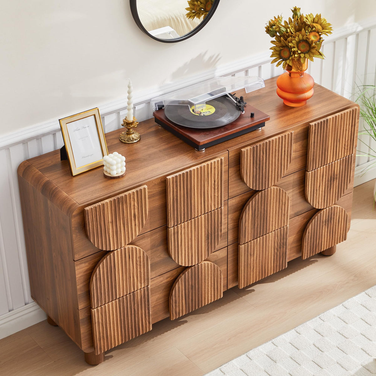 Curved Multi-Drawer Nightstand