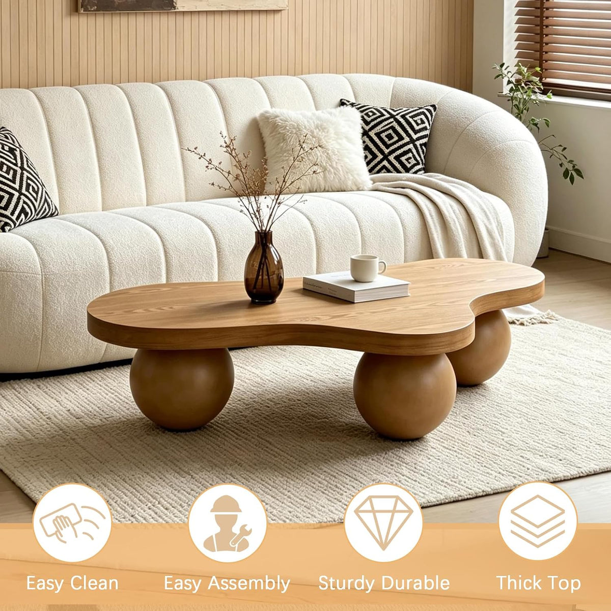 Cloud Coffee Table with Ball Legs