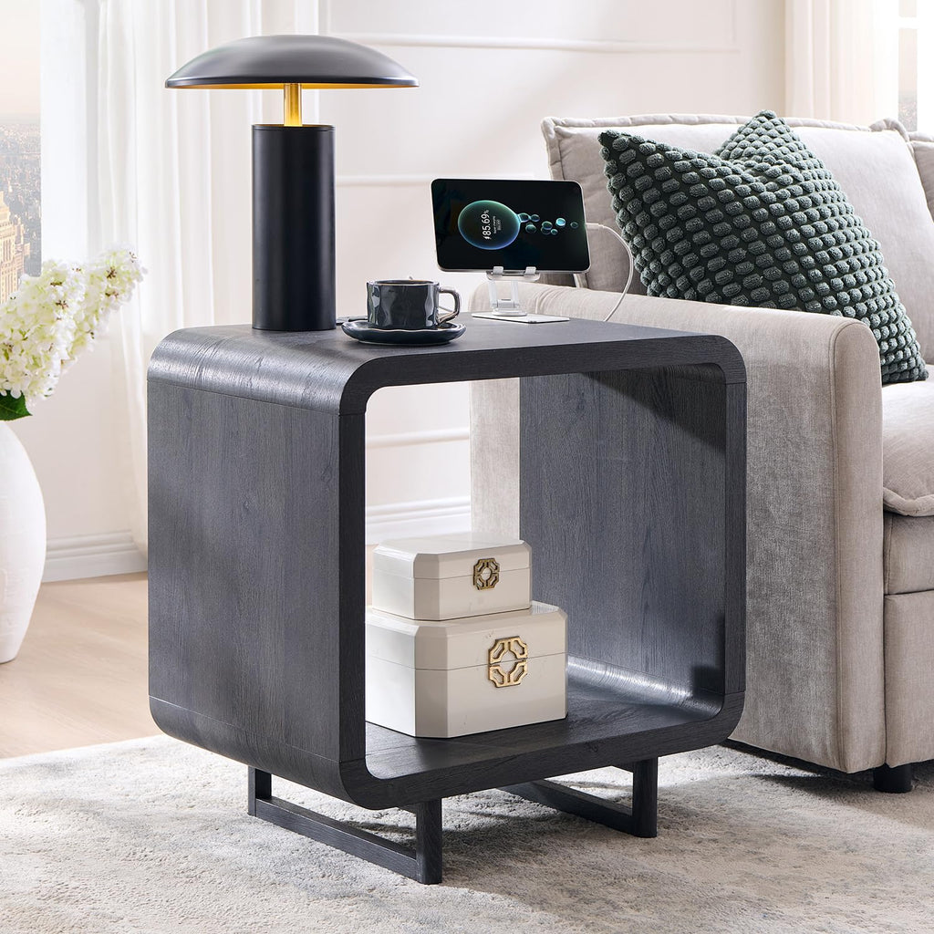 Curved Two-Tier End Table