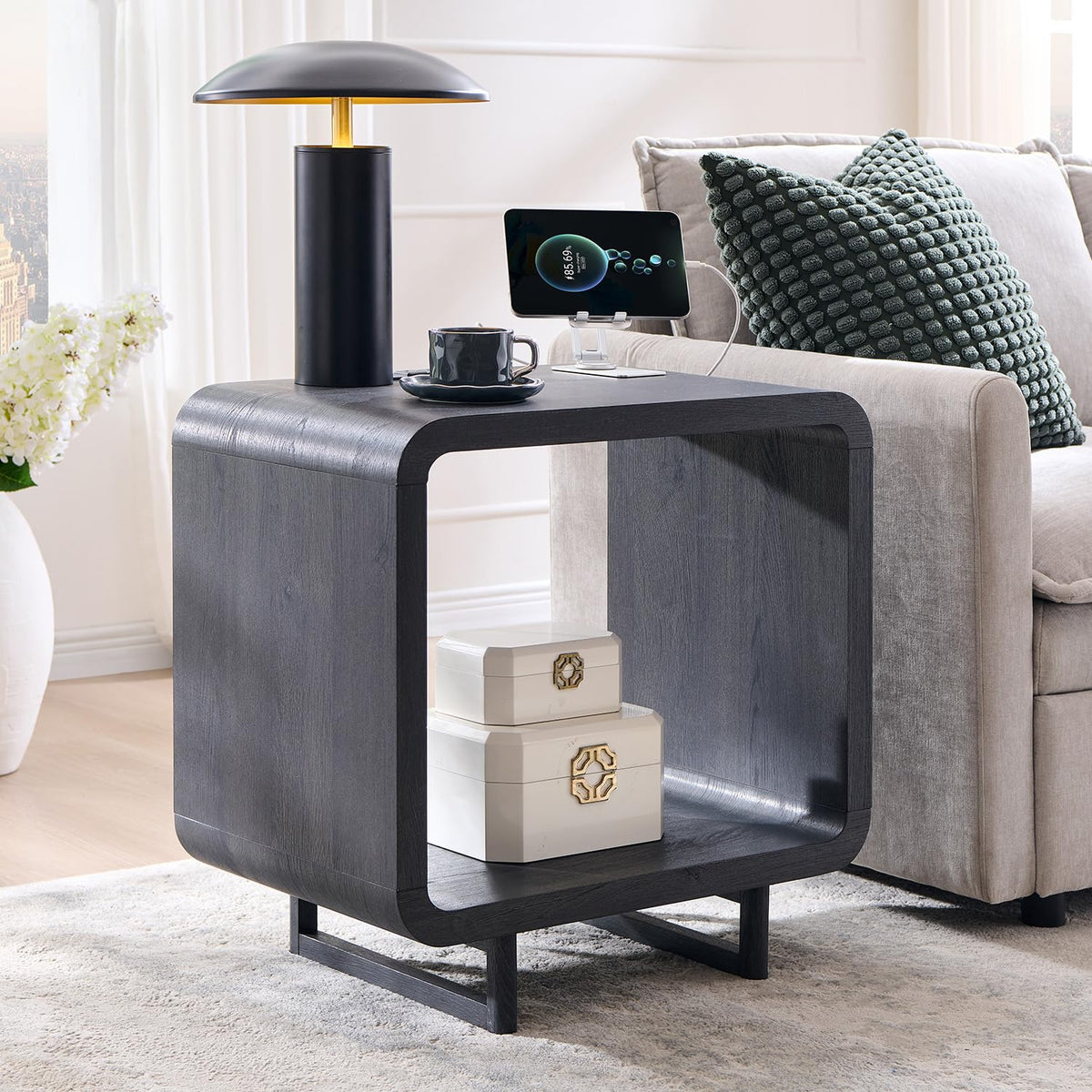 Curved Two-Tier End Table