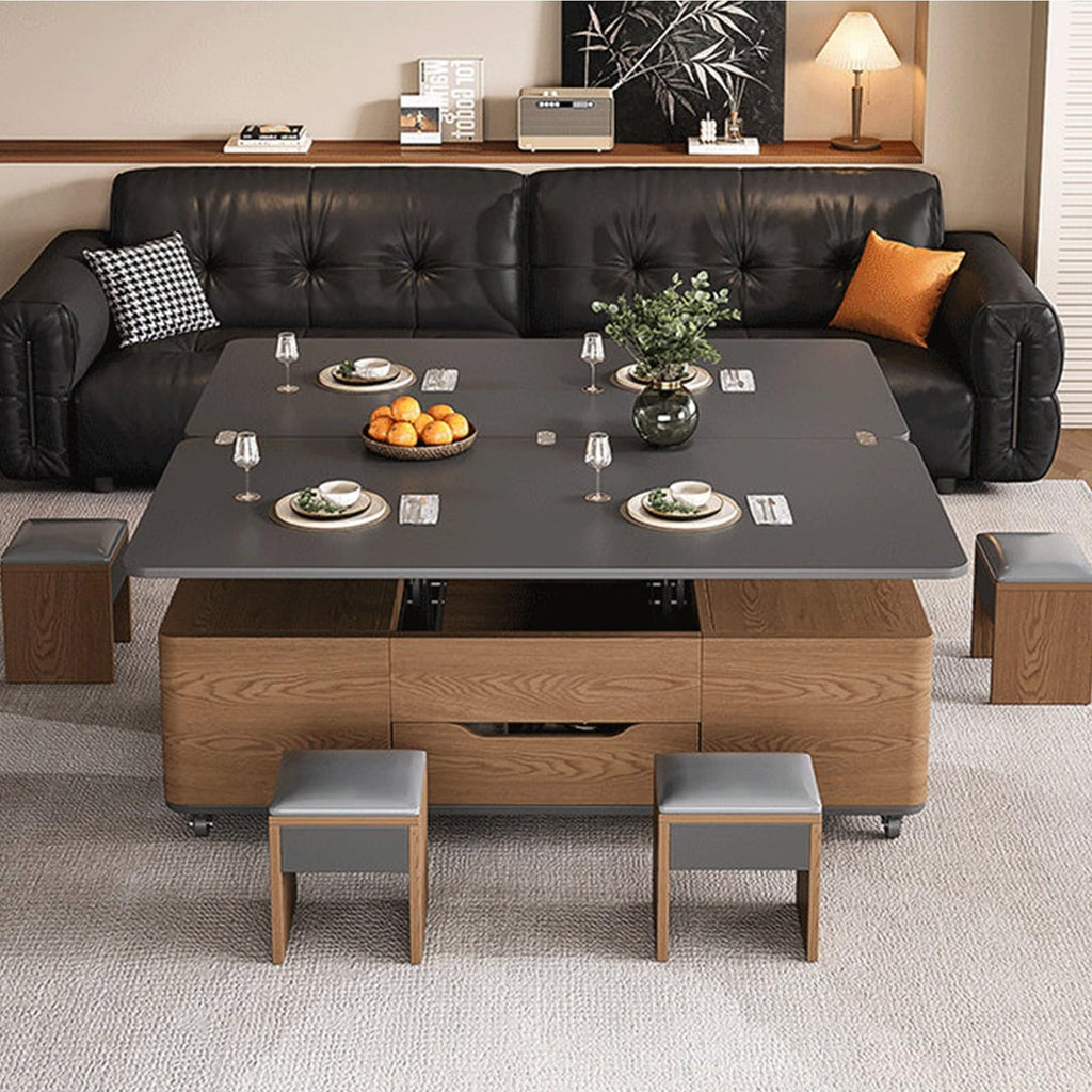 3‑in‑1 Lift‑Top Coffee‑Table with Storage Drawers & Rolling Casters