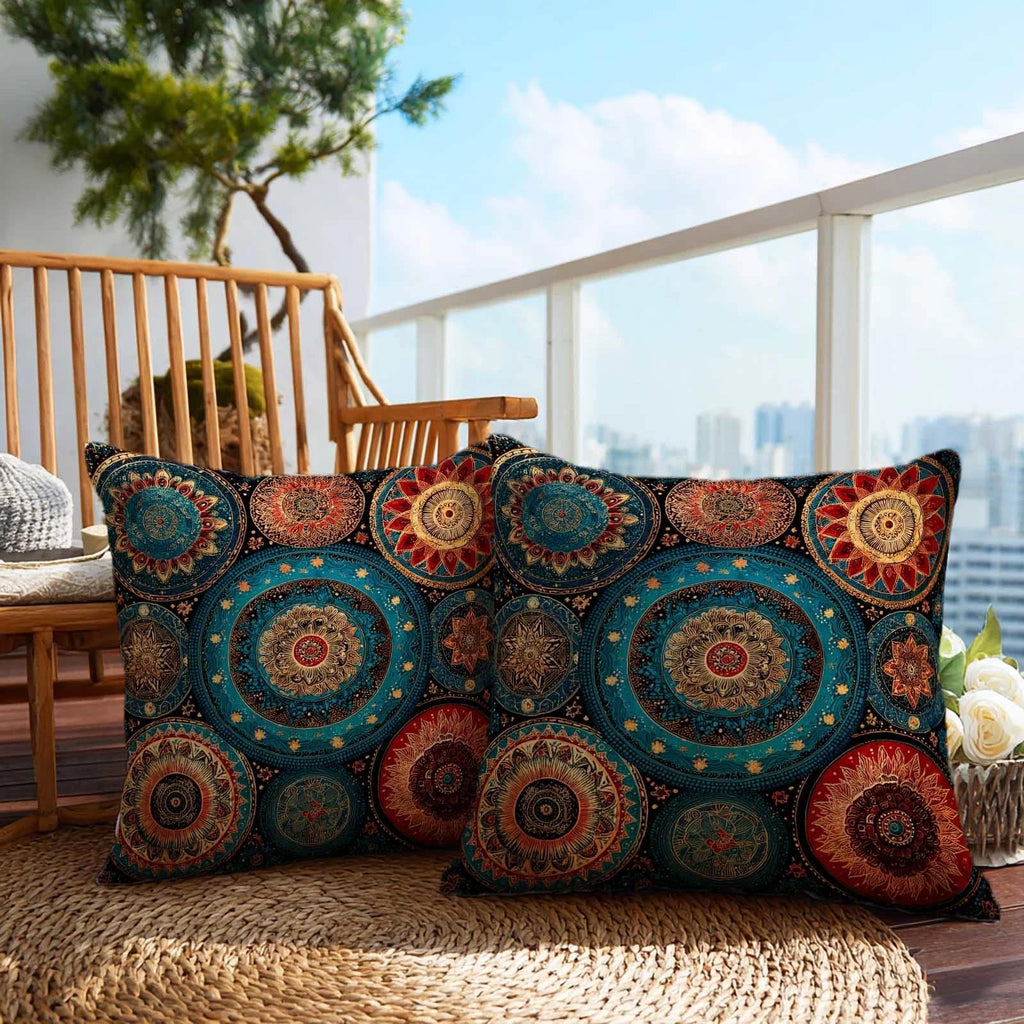 Firmiso Rust Orange Mandala Throw Pillow Covers 18x18 Set of 2
