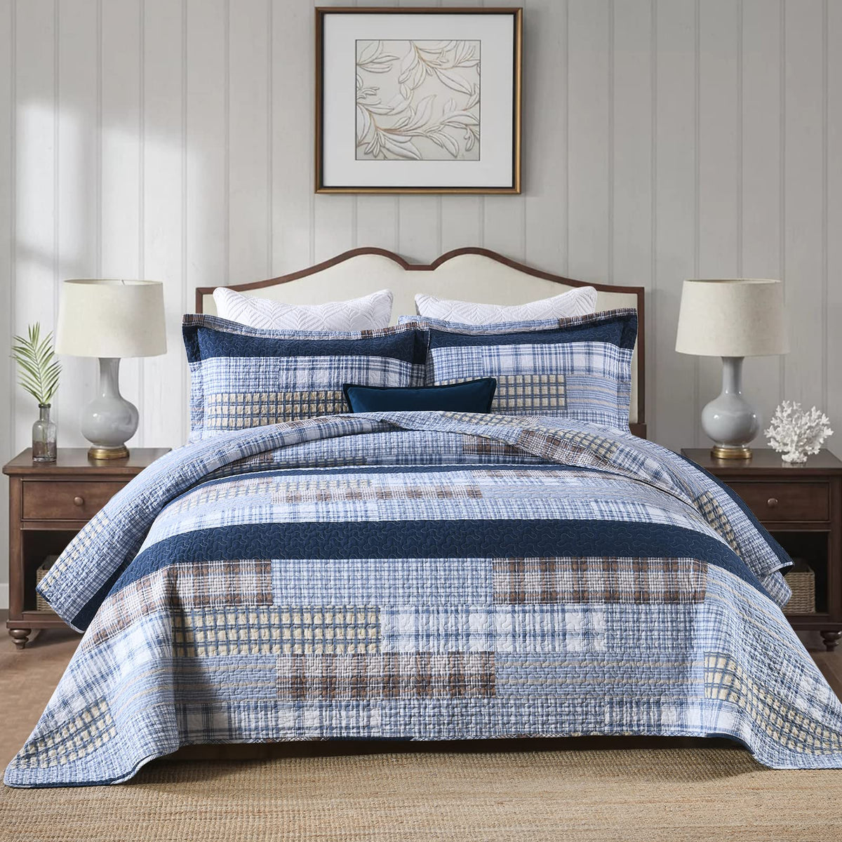 PANGUSHAN 100% Cotton Quilt Set Queen Size