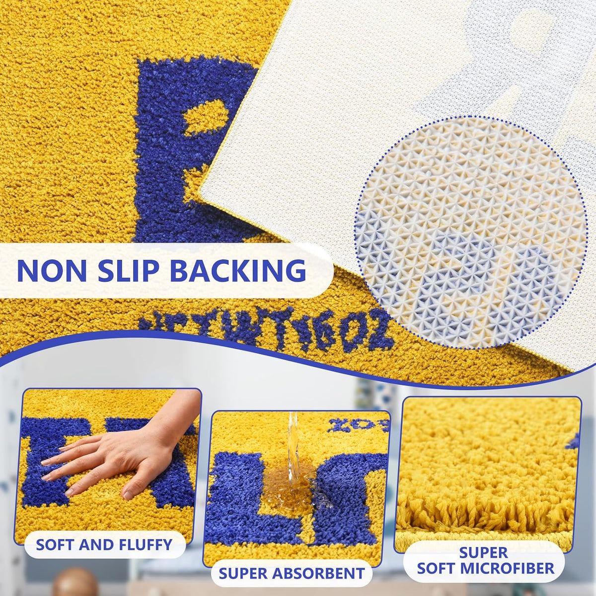 Butter Rug - Bright Yellow Plush Shaggy Non Slip Runner Kitchen Mat and Ultra Soft Accent Rug for Living Room Bedroom or Entryway - 47"x20" Fluffy Indoor Carpet