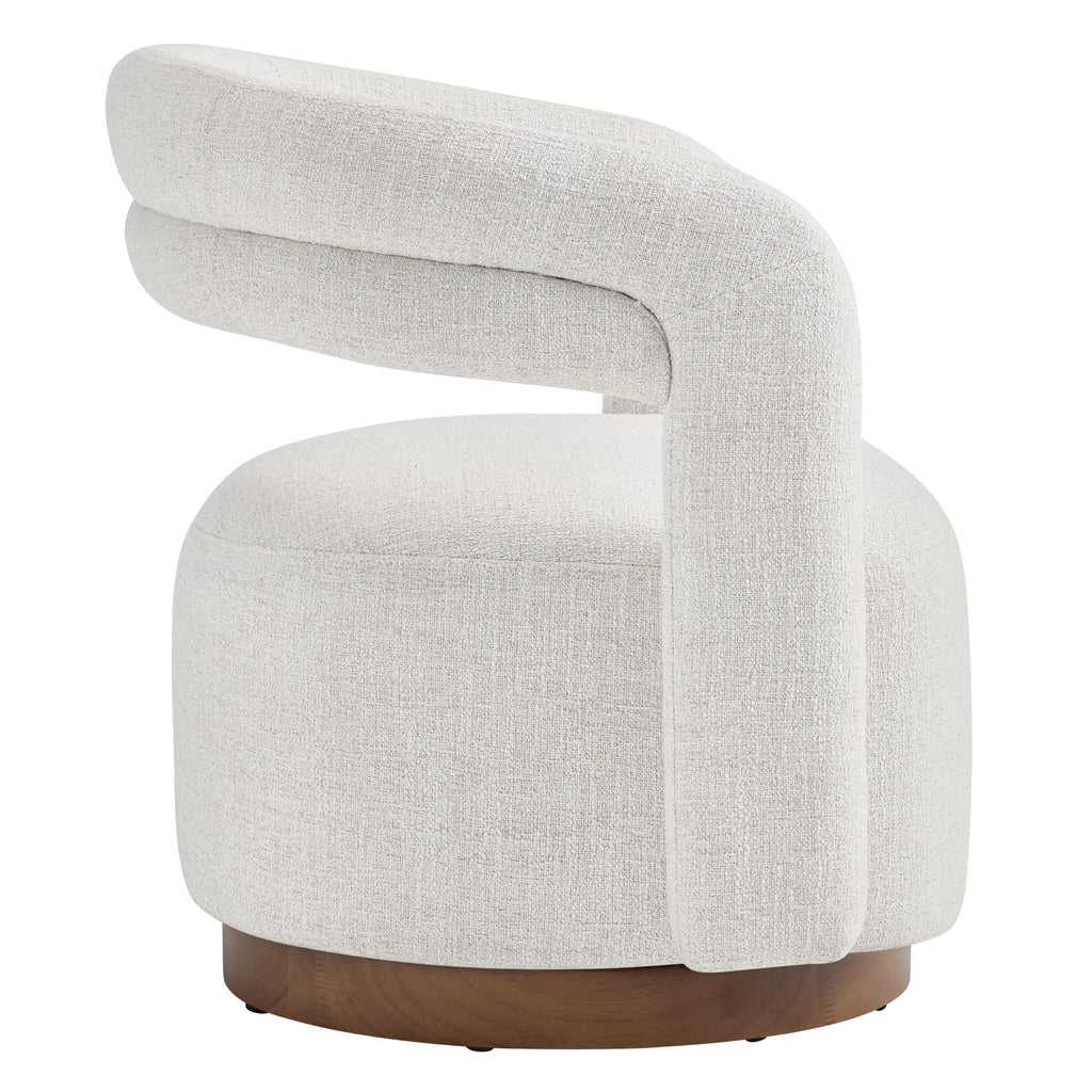 KISLOT, Swivel Accent Chair, Modern Arm Chair with Wooden Base, Cream