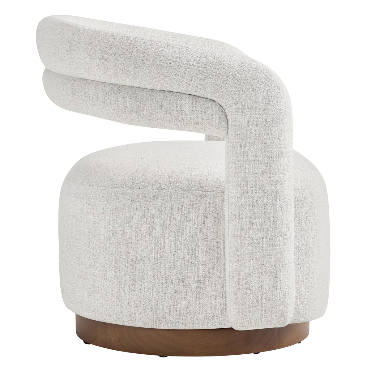 KISLOT, Swivel Accent Chair, Modern Arm Chair with Wooden Base, Cream