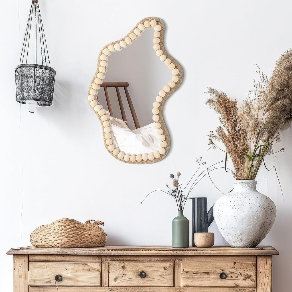 Beaded Irregular Wall Mirror