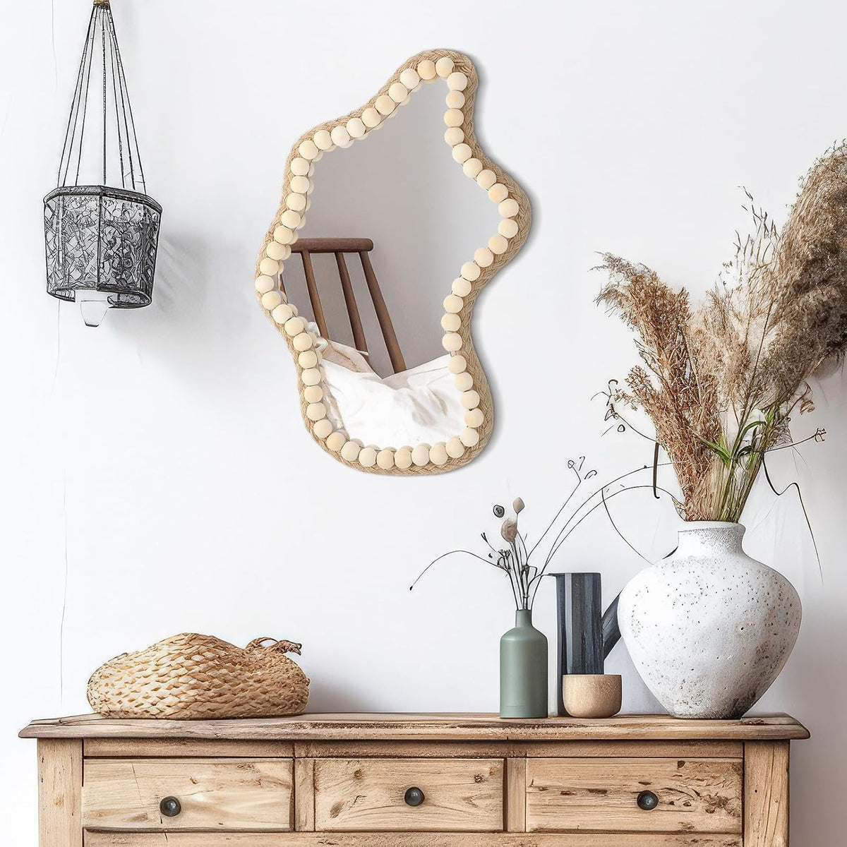 Beaded Irregular Wall Mirror