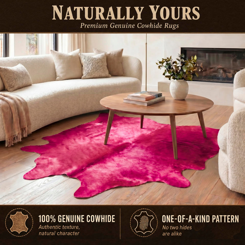 Natural Geneva Cowhide Area Rug, Off-White, 6 ft x 7 ft