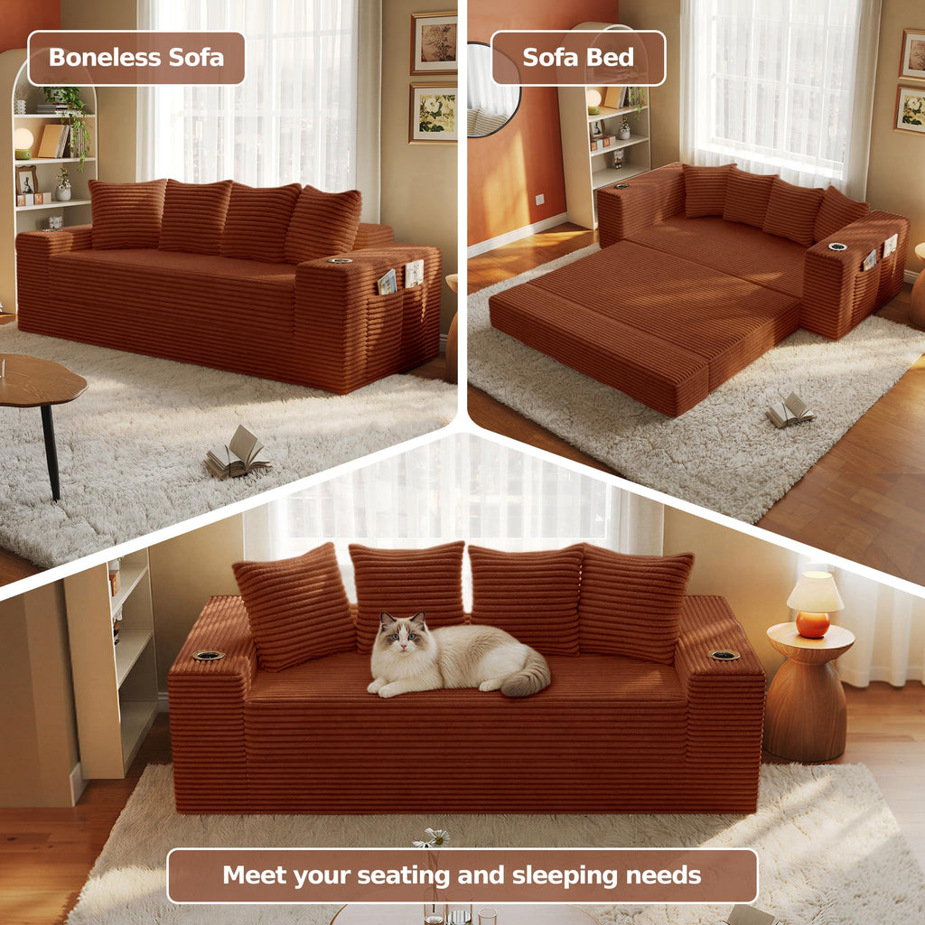 78.8'' Futon Sofa Bed, Boneless Couches for Living Room