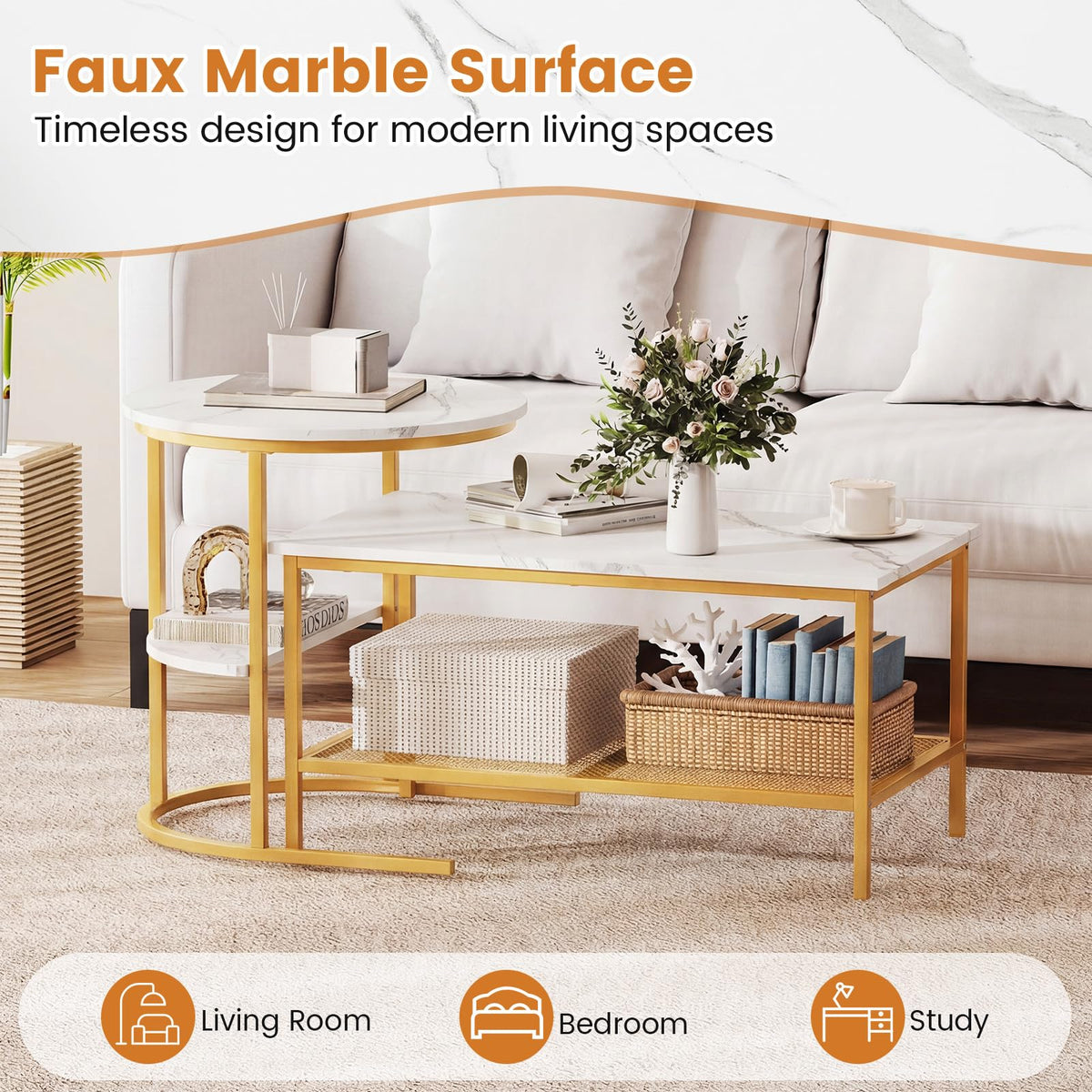 Giantex Nesting Coffee Table Set of 2