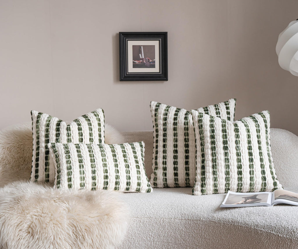 Striped Chenille Pillow Covers