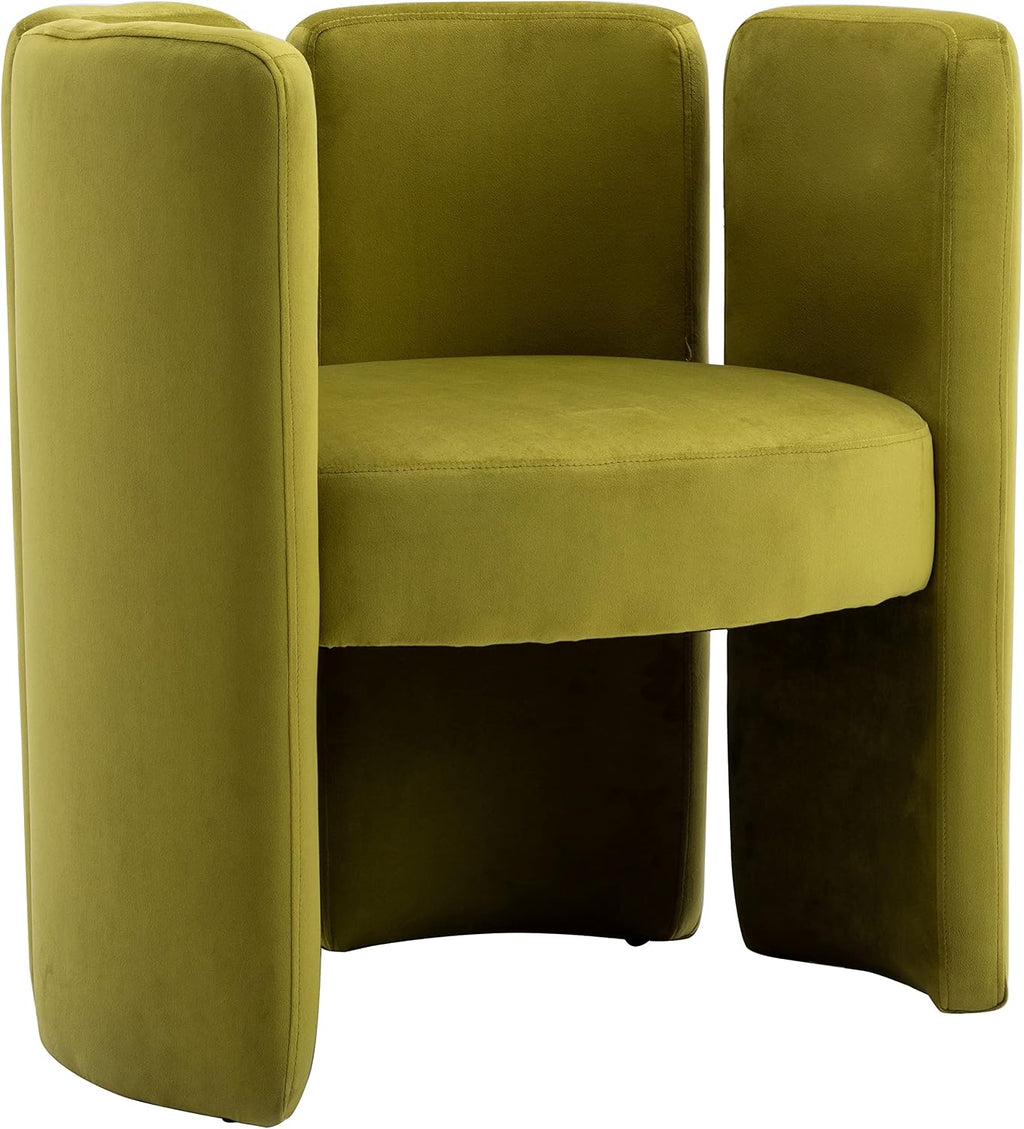 chairus Modern Accent Chair, Unique Velvet Barrel Reading Chair, Green
