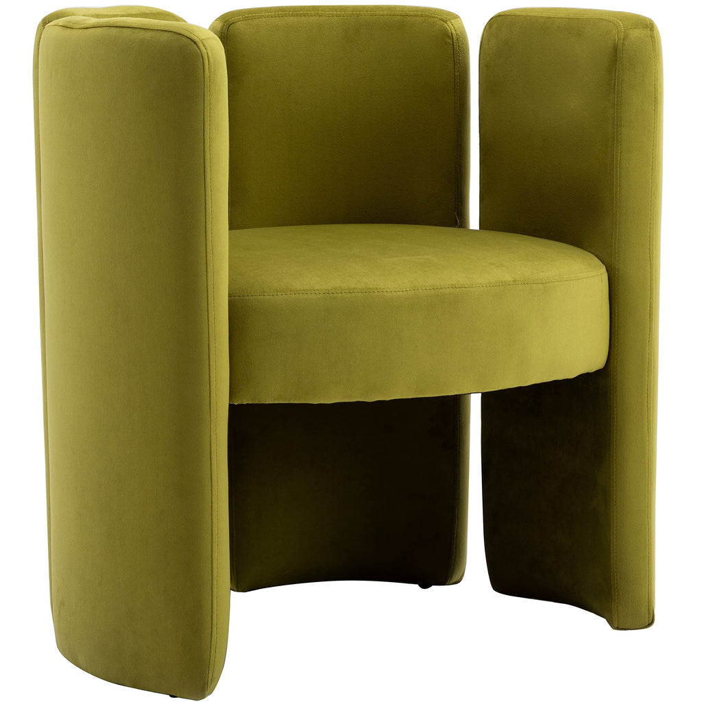 chairus Modern Accent Chair, Unique Velvet Barrel Reading Chair, Green