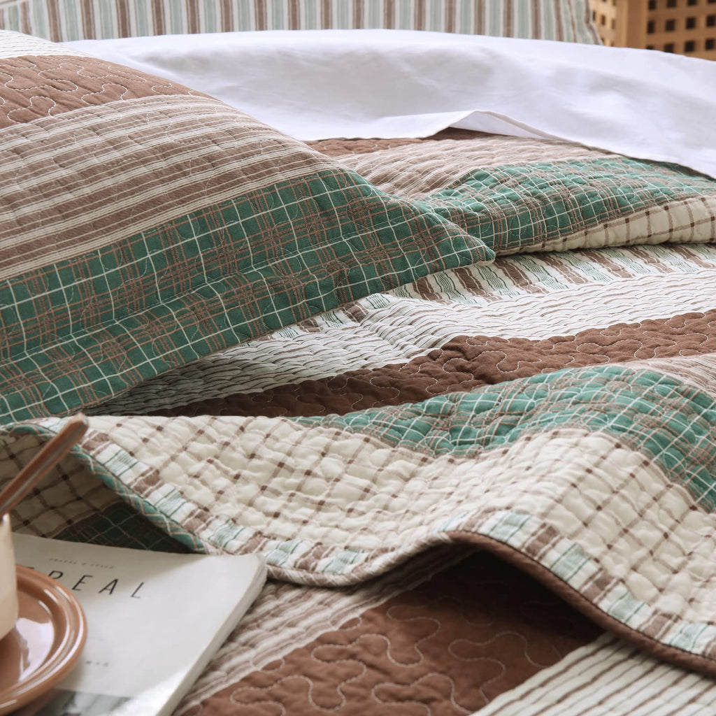 PANGUSHAN 100% Cotton Quilt Set Queen Size